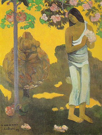 Paul Gauguin - Woman with Flowers in Her Hands 1893 Reproduction Oil Painting