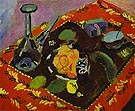 Dishes and Fruit on a Red and Black Carpet 1906 - Henri Matisse