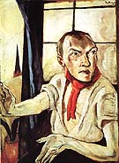 Self Portrait with Red Scarf 1917 - Max Beckman