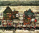 Houses with Laundry Suburb II 1914 - Egon Schiele