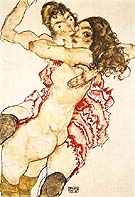Two Girls Embracing Two Friend 1915 - Egon Schiele