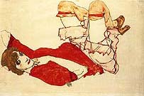 Wally in Red Blouse with Raised Knees 1913 - Egon Schiele
