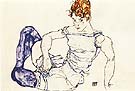 Seated Woman in Violet Stockings 1917 - Egon Schiele