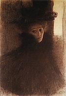 Lady with Cape and Hat Three Quarter View from the Right c1897 - Gustav Klimt