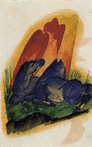 Two Blue Horses in Front of a Red Rock 1913 - Franz Marc