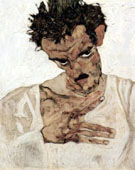 Self Portrait with Lowered 1912 - Egon Schiele