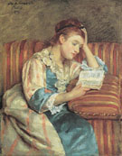Mrs Duffee Seated on a Striped Sofa Reading 1876 - Mary Cassatt