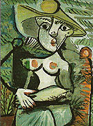 Seated Woman with a Hat 1971 - Pablo Picasso