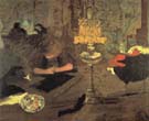 Young Woman under Lamp c1900 - Pierre Bonnard