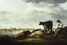 Cows and Herdsman by a River c1650 - Aelbert Cuyp