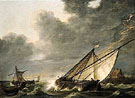 Boats on the Estuary of the Hollands Diep River Near Dordrecht - Aelbert Cuyp