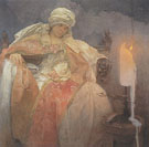 Woman with Burning Candle 1933 - Alphonse Mucha