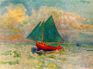 Red Boat with Blue Sail c1906 - Odilon Redon