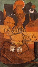 Tobacco Newspaper and Bottle of Wine 1914 - Juan Gris