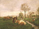 Landscape With Cows And A Stream - Karl Stuhlmuller