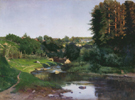 The Village on The River Bank - Konstantin Yakovlevich Kryzhitsky