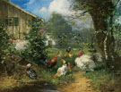 Poultry In A Garden - Julius Scheurer