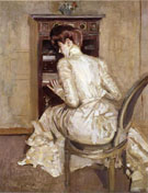 Madame Paul Helleu Seated At Her Secretaire Seen From The Back c1900 - Paul Cesar Helleu